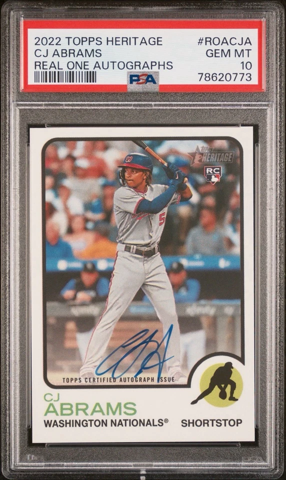 2022 Topps Heritage #ROA-CJA CJ Abrams RC Auto *PSA 10* REAL ONES AUTO Gem Mint - Image 1 of 2