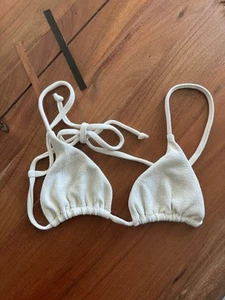 Ziah St. Agni Textured Ecru Color String Bikini Top Size 8 - Picture 1 of 4