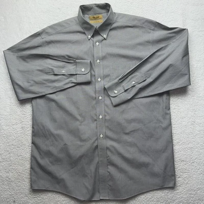 Vintage Roundtree & Yorke Shirt Mens 17 35 Gray Non Iron Pinpoint Cotton 90s - Image 1 of 4