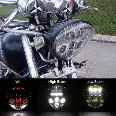 Faro LED 7" alto/bajo DRL + abrazaderas de horquilla para Yamaha XJ550 XVS 250 650 1100 1300 Foto 1 de 4