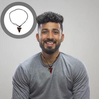  Haifischzahn-Halskette, Retro-Haifischzahn-Anhänger, coole Strand-Halskette, - Bild 1 von 4