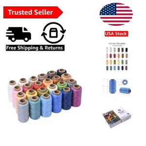 Bulk 24 Color Flat Waxed Thread - 55 Yds 1mm Durable Cord for Creative Projects - Picture 1 of 11