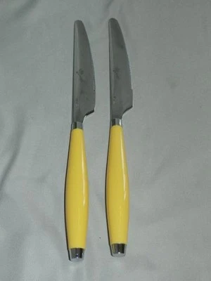2 Cuchillo de Cena Fiesta Mediterráneo Mango Caléndula Amarilla Acero Inoxidable 9" Foto 1 de 4