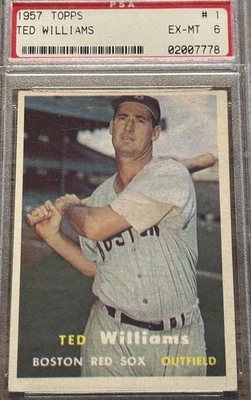 1957 Topps #1 Ted Williams como nuevo PSA 6 (¡paquete colores frescos, bordes blancos!) Foto 1 de 2