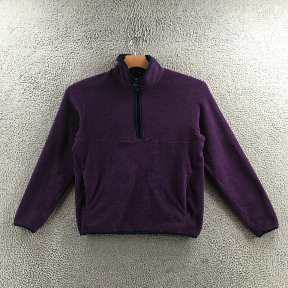Pullover Uniqlo Para Hombres XS Púrpura Vellón Sólido Cuarto Cremallera Manga Larga Cálido Informal Foto 1 de 4