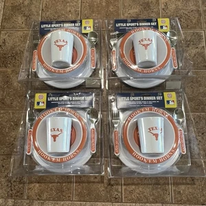 Lote de 4 Texas Longhorns UT Little Sports Juego de Cena 5 Piezas Plato Tazón Taza Nuevo - Imagen 1 de 6