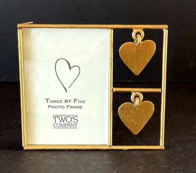 Marco de fotos dorado antiguo de Twos Company con corazones 3x5 5x5,75 en general nuevo Foto 1 de 3
