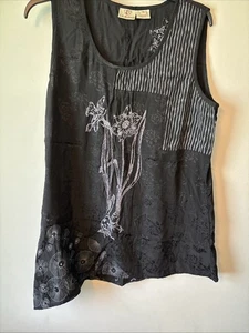 LA Blend Womens Embroidered Asymmetric Size Medium Black  - Picture 1 of 11