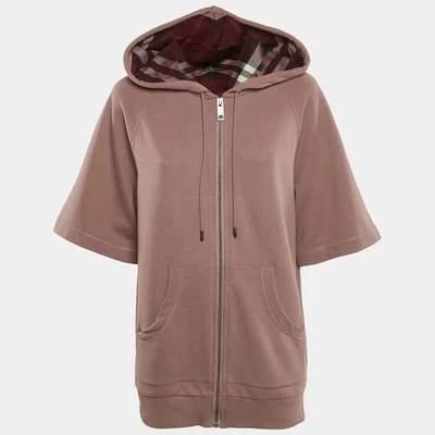Chaqueta de gran tamaño Burberry de algodón rosa con capucha y cremallera XS Foto 1 de 4