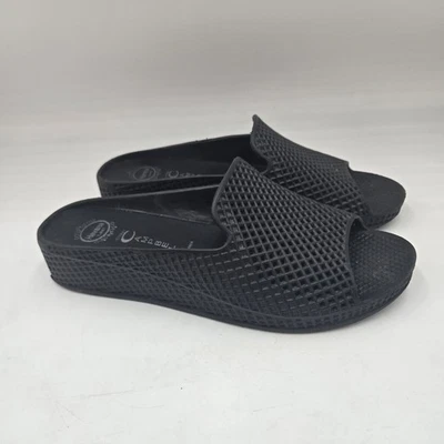 Sandalias para mujer Jeffrey Campbell talla 10 negras de goma sin cordones de EE. UU. Foto 1 de 4