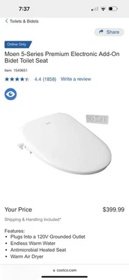 Asiento de inodoro bidé electrónico premium Moen serie 5 blanco Foto 1 de 3