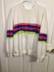 Damen Sweatshirt Übergröße 2X weiß mit bunten Streifen - Bild 1 von 3