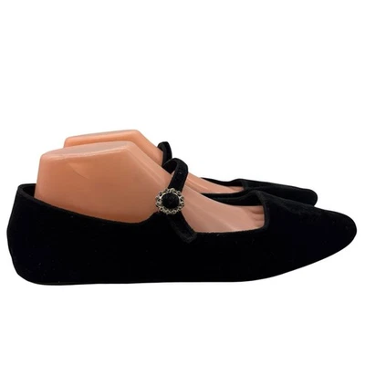 Zara Black Velvet Ballet Flats Shoes Mary Jane Women’s Size EU 41 US 10 - Image 1 of 4