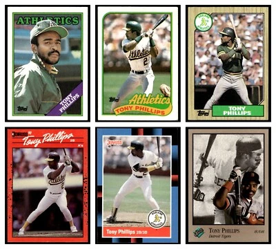 TONY PHILLIPS LOT OF 6 BASEBALL CARDS MLB OAKLAND ATHLETICS TOPPS - Изображение 1 из 4