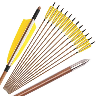 32" Bamboo Arrows Natural Feathers Archery Longbow Recurve Bow Hunting Target - Image 1 of 4