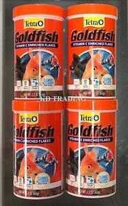 New Listing(4-Pk) Tetra Goldfish Fish Food Vitamin C Flakes 62g Complete Diet Cleaner Water