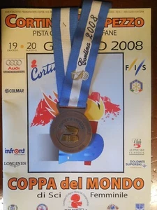 medaglia coppa del mondo sci super G Cortina d'Ampezzo 2008 Olimpiadi + rivista - Foto 1 di 2