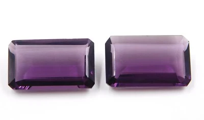 45 CTS 2 PCS LAB CREATED AMETHYST OCTAGON CUT LOOSE GEMSTONE 15X25 MM C-4031 - Image 1 of 3
