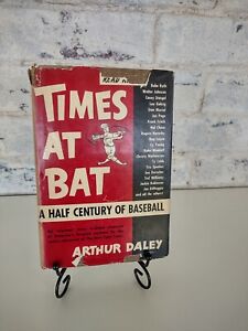 TIMES AT BAT: Baseball Arthur Daley 1st/1st HC Babe Ruth DiMaggio Gehrig Jackie