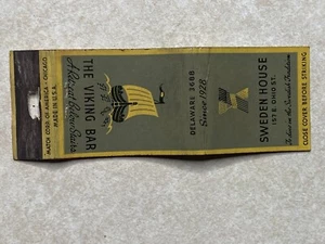 AU200 Vintage Matchbook Cover Sweden House Viking Bar Restaurant Delaware DE - Picture 1 of 2