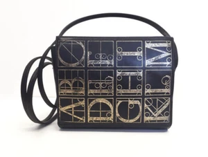 PALOMA PICASSO ITALY BLACK "BOOK BAG" SMALL TOP-ZIP SHOULDER or CLUTCH, VINTAGE - Picture 1 of 15