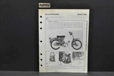 Instrucciones de configuración de concesionario de motocicletas Honda C70 M K1 Honda 70 1972-73 vintage Foto 1 de 4