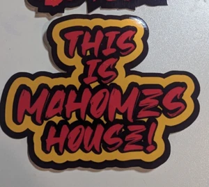 Kansas City Chiefs NFL "THIS IS MAHOMES HOUSE!" die cut vinyl sticker Red gold - Picture 1 of 2