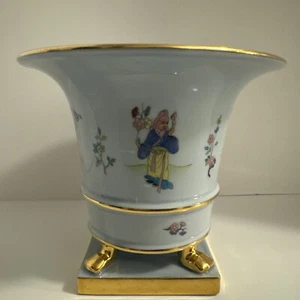 Herend Csung Vert / CSV Pattern Vintage Urn / Vase Lion Paws in Blue Glaze Med - Picture 1 of 15