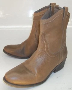 Guess Gennette Damen US 7 M Braun Leder Stiefeletten Rockabilly Western 1784 - Bild 1 von 9