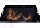Long Tray, Black, Wooden, Lacquered, Wakamatsu, Gold Lacquer, Morie