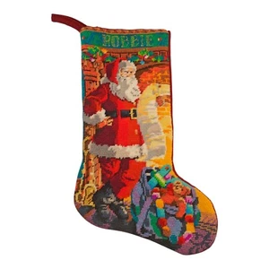 Fertiger Bucilla Nadelspitze Weihnachtsstrumpf Weihnachtsmann personalisiert Raub - Bild 1 von 6