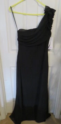 Nuevo Vestido de Dama de honor Jim Hjelm Ocasions 5033 Negro de Gasa Un Shouder Talla 14 Foto 1 de 4