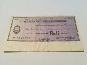 Miniassegno Banca di Trento e Bolzano - 150 lire - Supermercati Poli - 10.09.77 - Foto 1 di 2