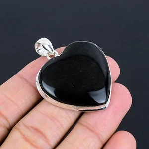 Silversheen Obsidian Gemstone 925 Sterling Silver Jewelry Pendant 1.85" - Picture 1 of 4