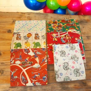 Carta da imballaggio compleanno vintage bambino 6 fogli varietà cowboy Gumball Cars - Foto 1 di 15