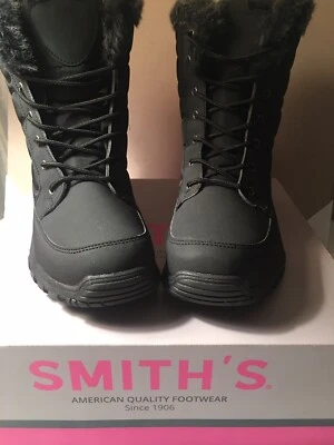 Botas de nieve de invierno SMITH'S FBO-872 cuello de piel sintética ~ resistentes al agua, para mujer talla 11 Foto 1 de 4
