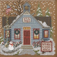 School House Cross Stitch Kit Mill Hill 2022 Buttons Beads Winter