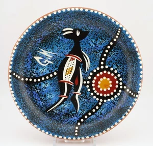 Aboriginal Painted Terracotta Shallow Bowl ~Kangaroo Dot Painting Signed GM - Picture 1 of 3