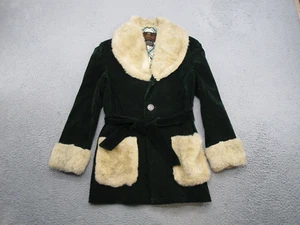 Vintage 70er 80er Campus Oberbekleidung grün Velour Samt Fellbesatz Jacke Gr. M lesen - Bild 1 von 10