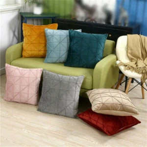 18" Velvet Solid Soft Plain Cushion Cover Pillow Case Home Sofa Decor New - Picture 1 of 14