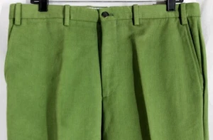 ©¿©¬ EXCELLENT_NWT ISAIA HAND_CRAFTED_PEA_COTTON CORDURY_FLAT_FRONT_W34 15037 - Picture 1 of 5