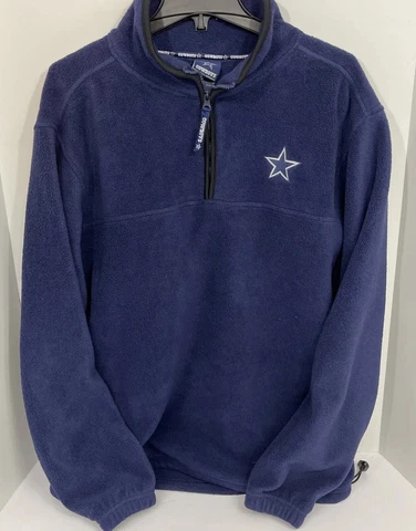 Dallas Cowboys Mens M Blue Fleece Quarter-Zip Pullover Sweater EUC Cover