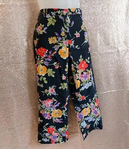 MOSCHINO Cheap and Chic vintage Y2K BLACK FLORAL Capri Leg PANTS - M/L - Picture 1 of 8