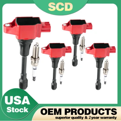 Boost Rad 4X Ignition Coil & 4 Spark Plug For Nissan Rogue AltimaSentra Infiniti Foto 1 de 4