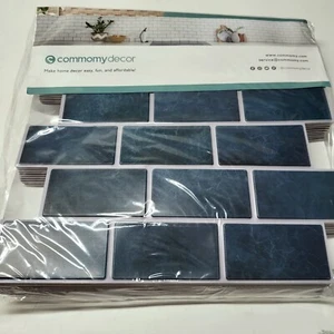 Piastrelle da parete 3D Commomy Decorazione 10 pezzi 3D Verde/Blu Buccia e Bastone 12x12 - Foto 1 di 12