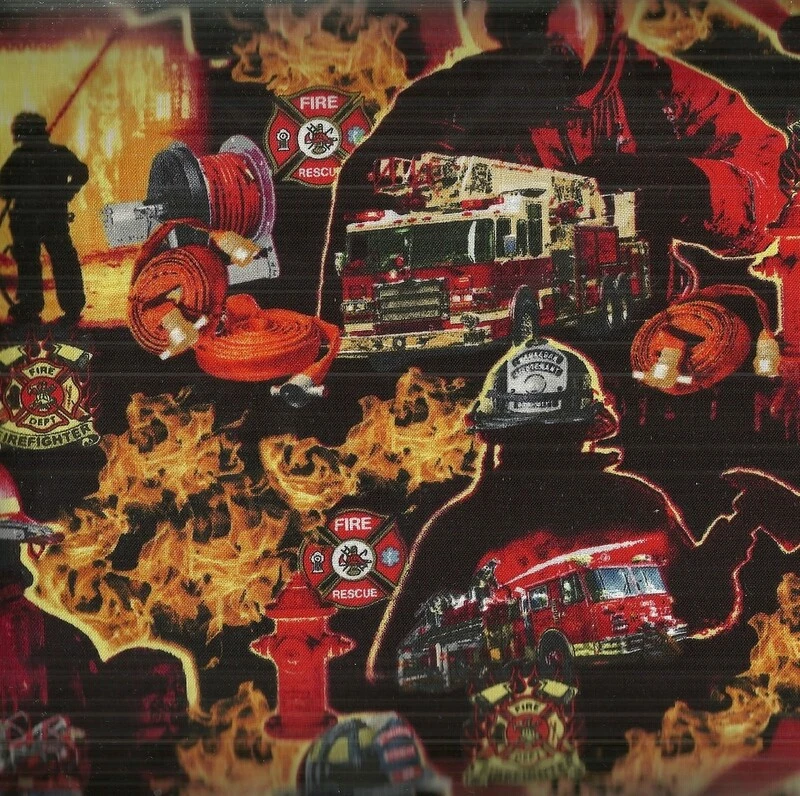 Under Fire trucks firemen 30 inches piece Elizabeth Studio fabric - Image 1 of 1