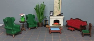 Vintage 1990er Playmobil Victorian 5310 Wohnzimmer Kamin grün rot Möbel - Bild 1 von 4