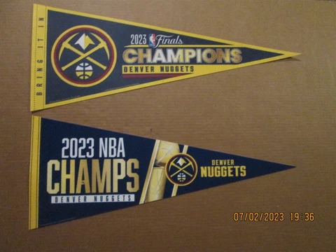 NBA Denver Nuggets Circa 2023 NBA Champs Lot 2 Different Team Logo Pennants Cover