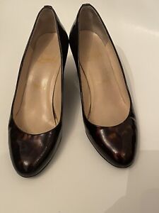 Christian Louboutin Womens Animal Print Patent Leather Wedges Brown Size 6.5