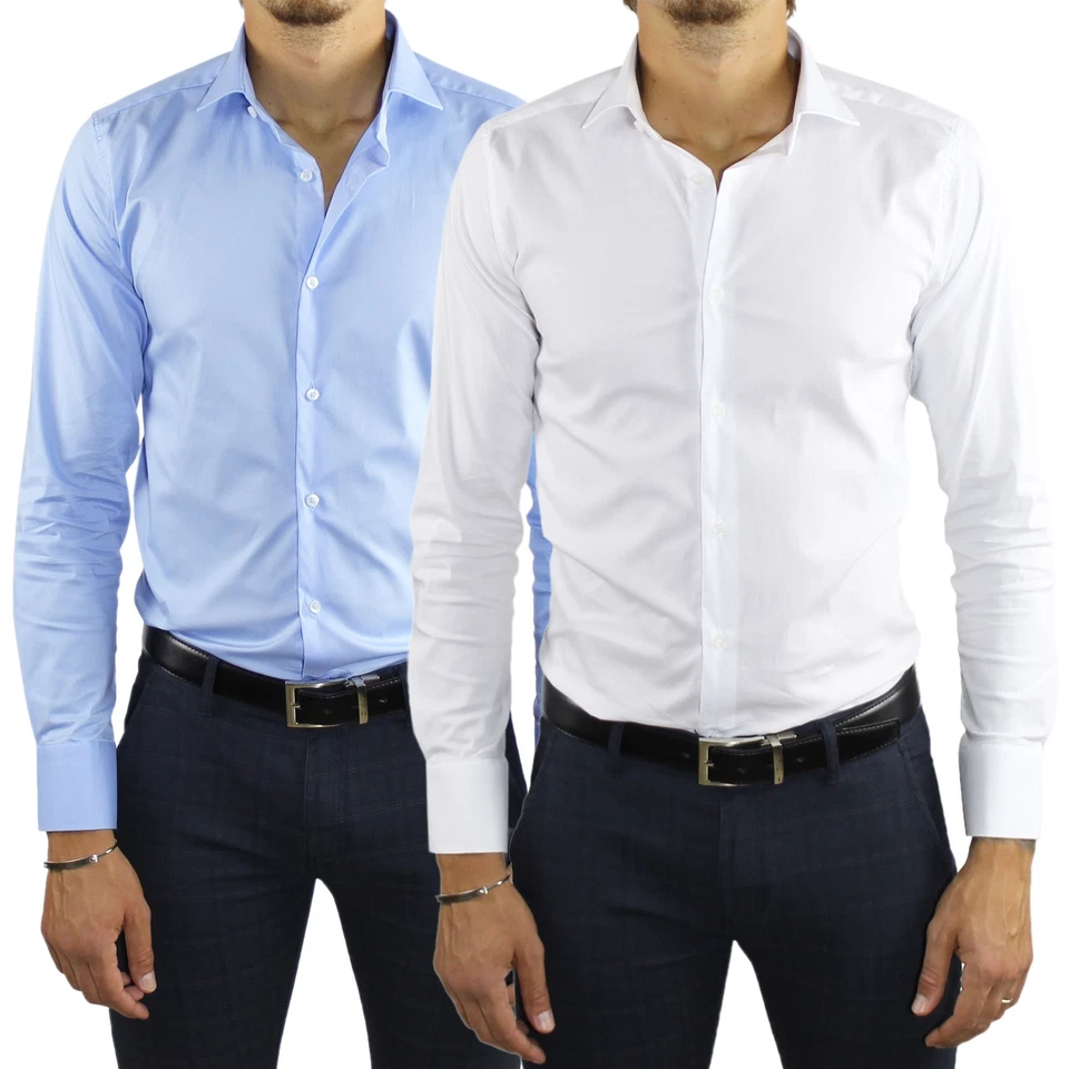 Camicia Uomo Cotone Manica Lunga Made in Italy Sartoriale Misura Collo - Immagine 1 di 1